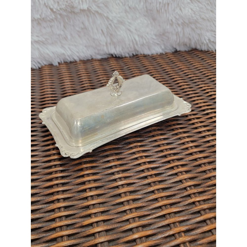 Vintage Crescent 79 Silver Glass Lined Butter Dish